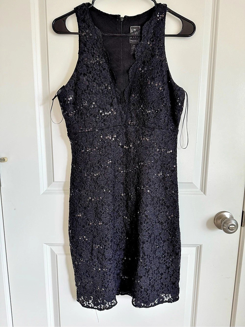 Black Lace Sequin Mini Dress Size Medium
